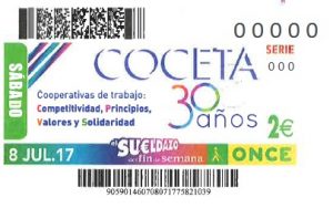 Mañana sábado se juega el Cupón de la ONCE con el que celebramos el 30 aniversario de COCETA
